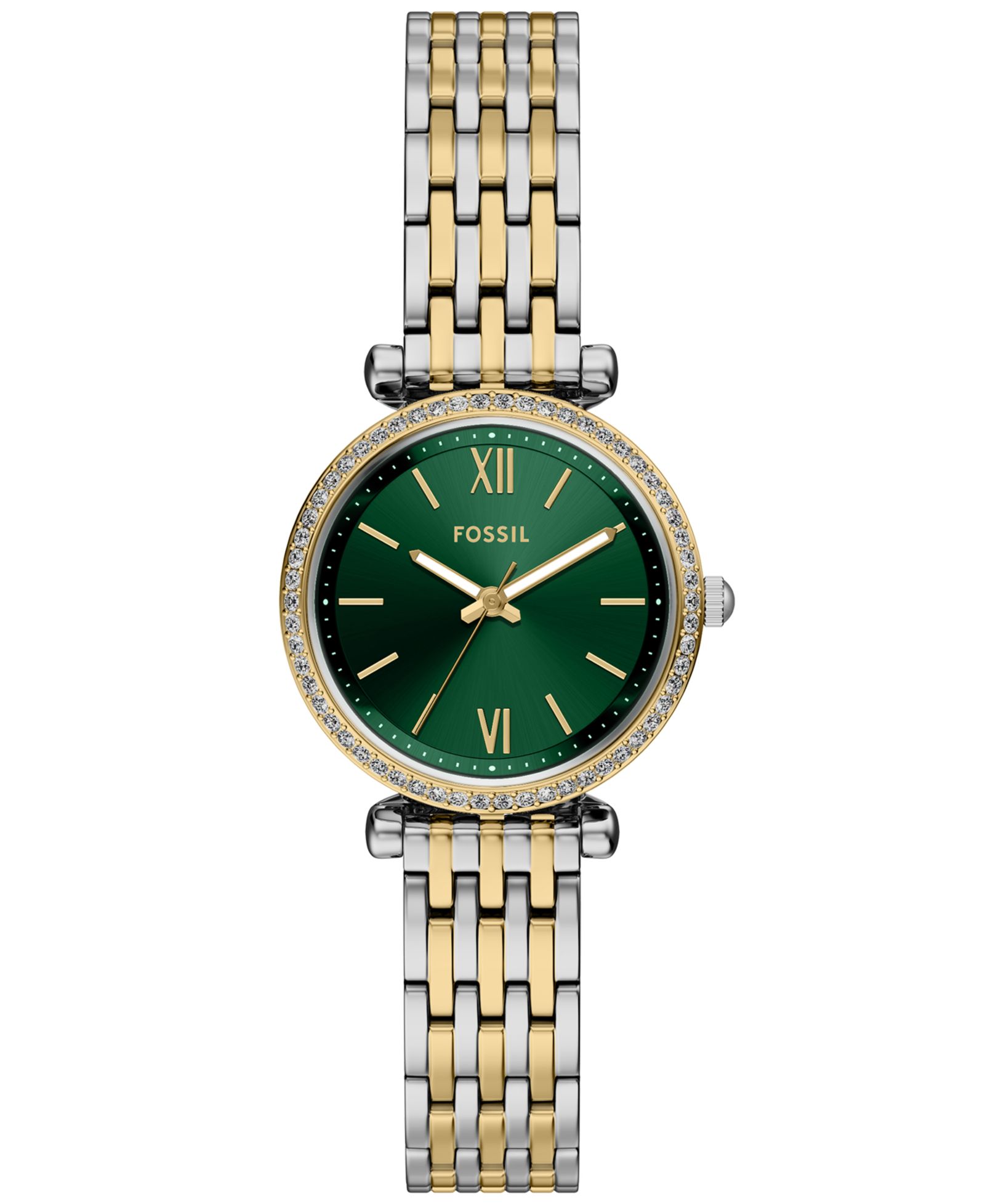 Часы Fossil Women's Carlie Three-Hand Two-Tone Stainless Steel, 28mm