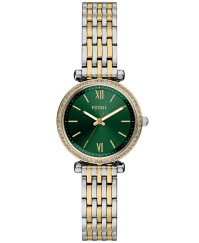 Часы Fossil Women's Carlie Three-Hand Two-Tone Stainless Steel, 28mm