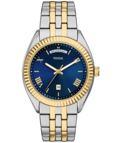 Fossil Мужские часы Campbell Three-Hand Day-Date двухцветные из нержавеющей стали, 42mm