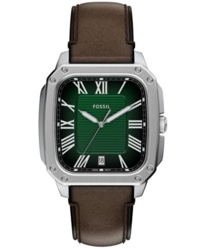 Часы Fossil Men's Crosby Three-Hand Brown Leather, 42mm