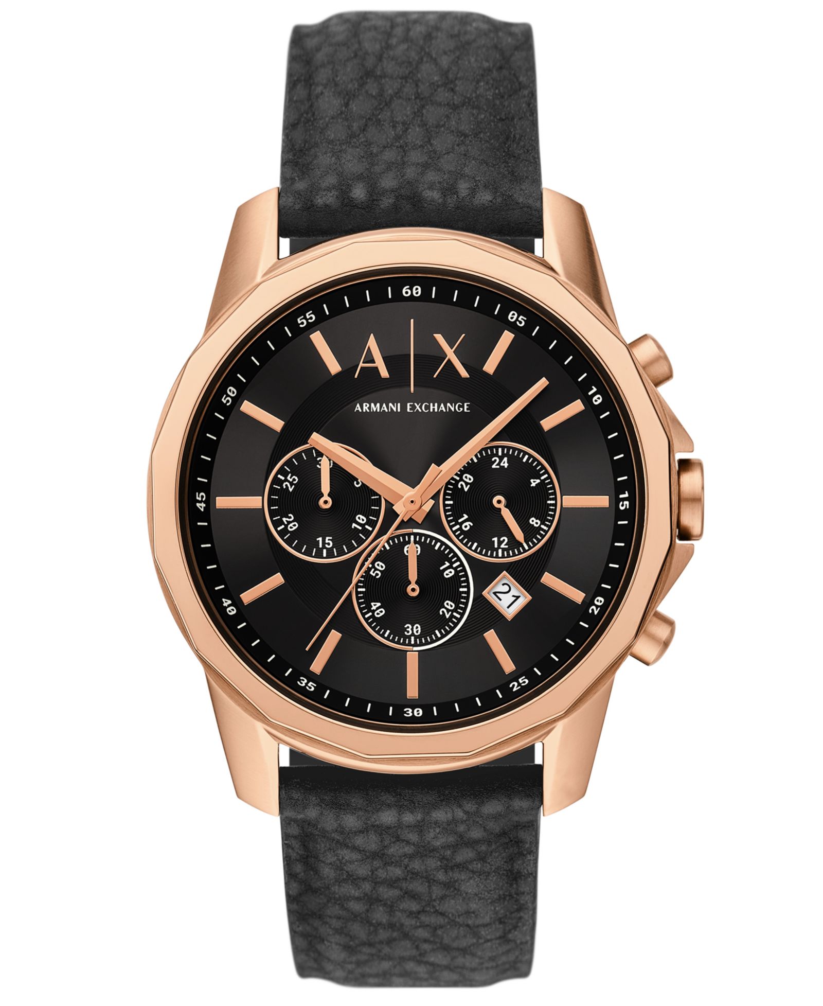 Armani Exchange Men's Chronograph Black Rubber Watch, 44mm