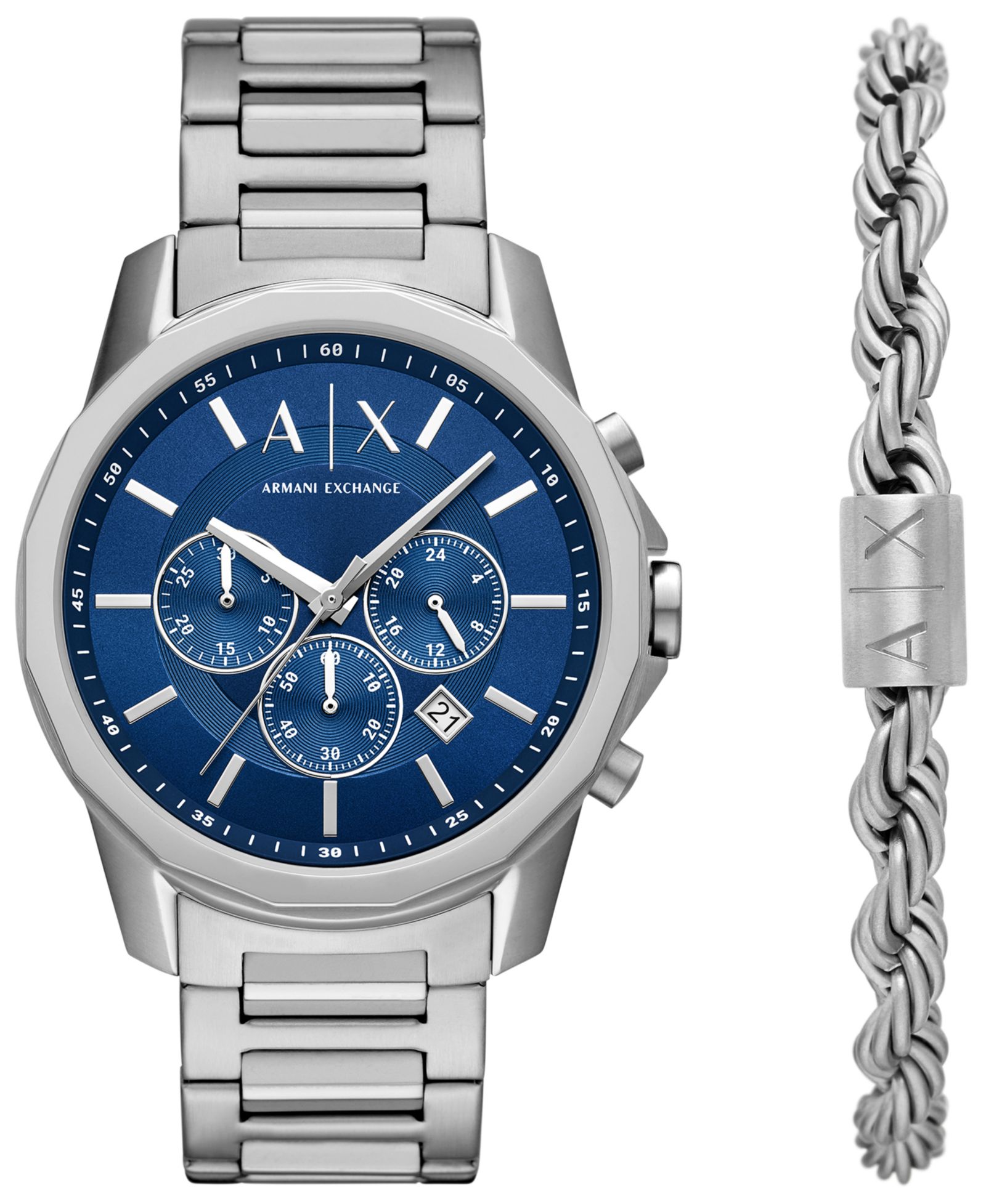 Мужской подарочный набор Armani Exchange Chronograph Stainless Steel 44mm
