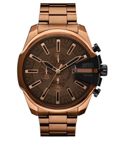 Мужские часы Diesel Mega Chief Slim Quartz Chronograph коричневые из нержавеющей стали, 48mm