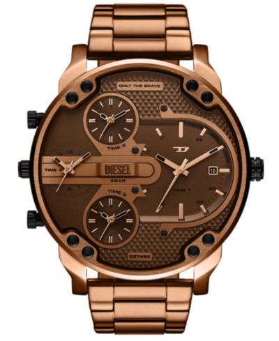 Diesel Men's Mr. Daddy Slim Quartz Three-Hand Date Brown Stainless Steel Watch, 54mm