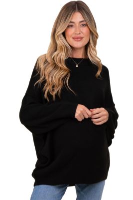Pinkblush женский черный оверсайз круглый вырез меланж трикотажный свитер