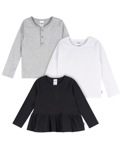 Детский набор из 3 рубашек с длинным рукавом Gerber, Navy/Oatmeal/Violet, 5T