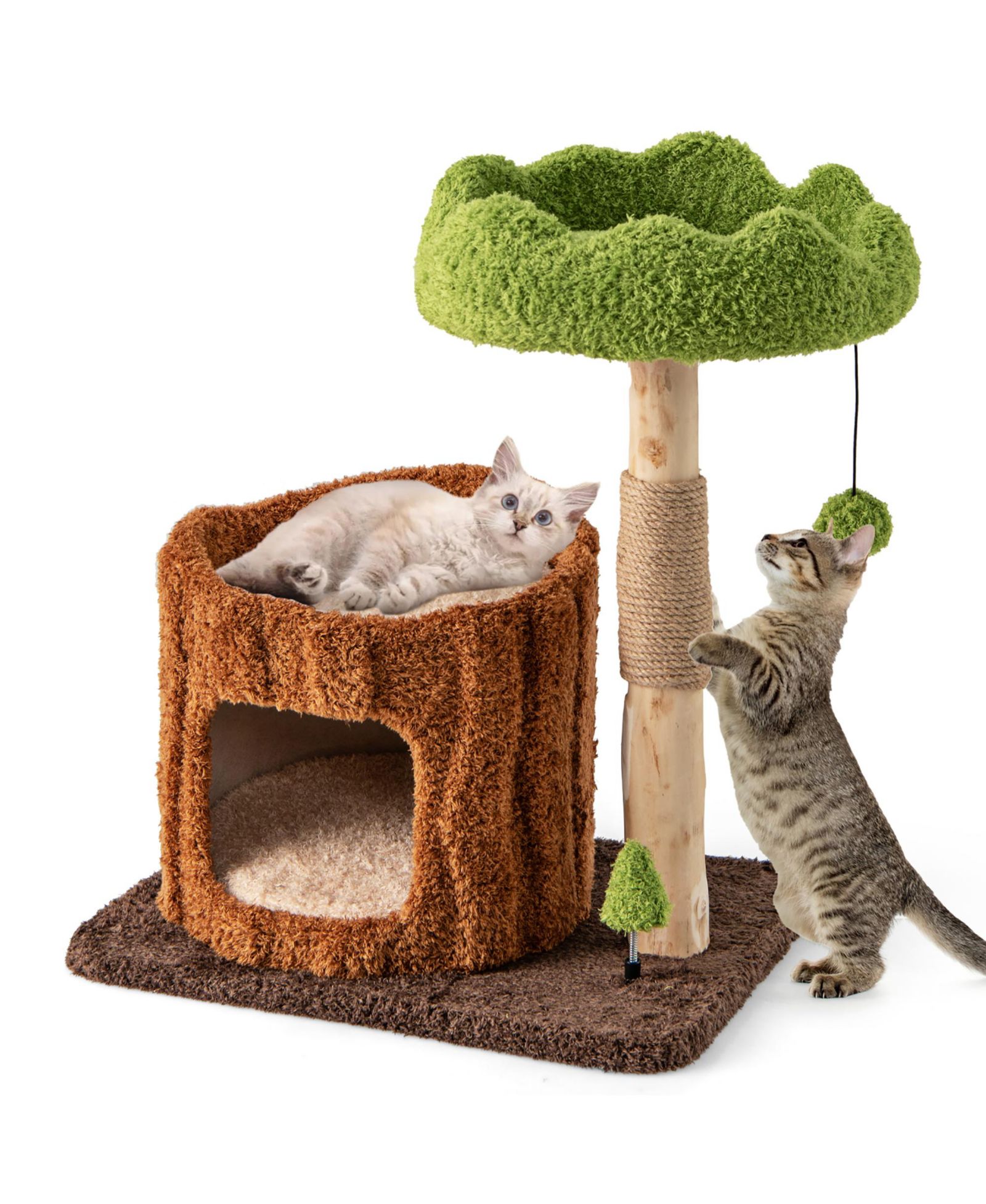 Gymax Multifunctional Cat Tree w/ Sisal Covered Scratching Posts Top Perch Modern