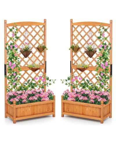 Приподнятая грядка Gymax 2PCS 60'' Tall w/Diamond Lattice Trellis Drainage Holes