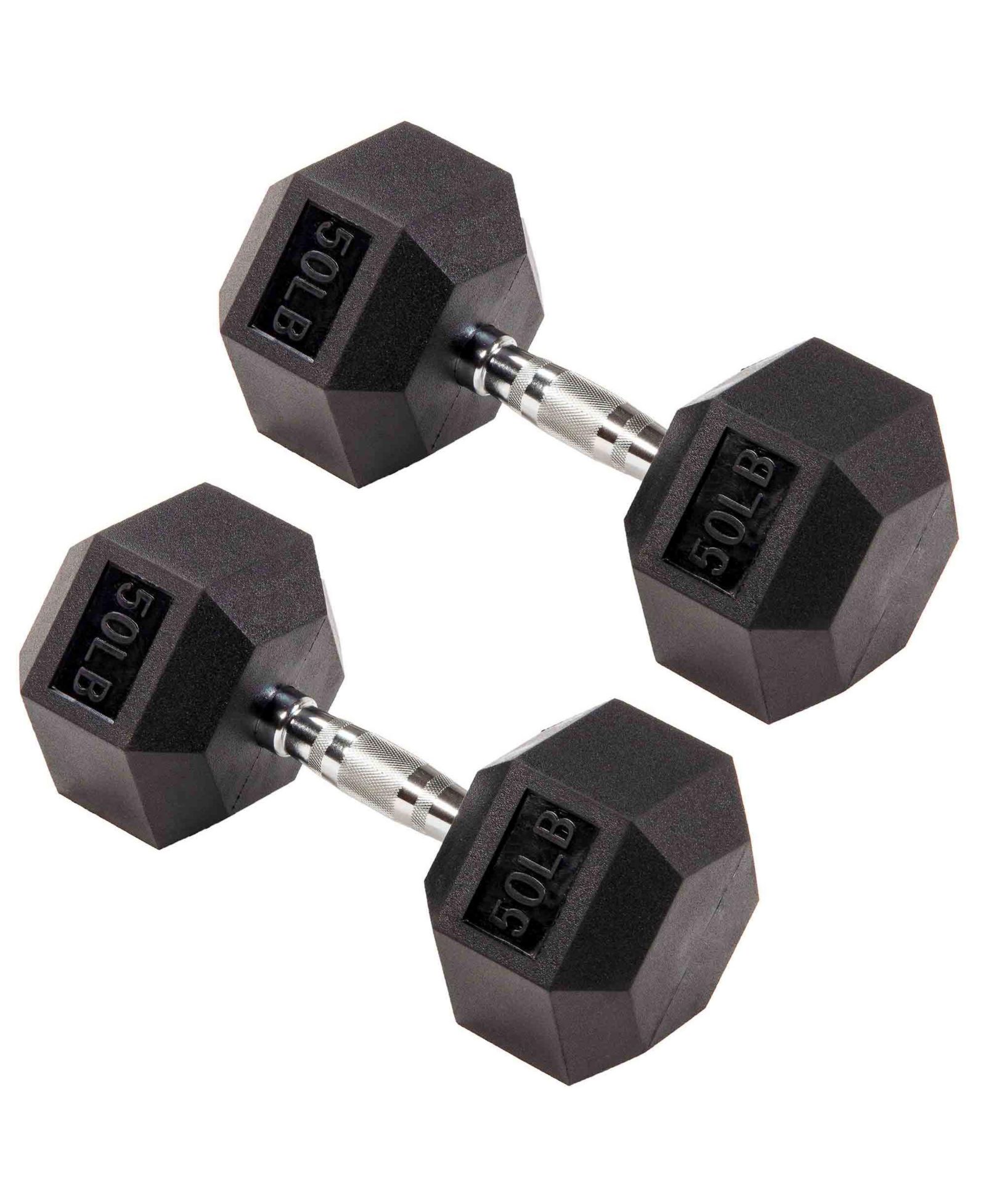 Signature Fitness Hex Dumbbells Strength Training Workout Equipment Set, 50 lbs