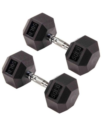 Signature Fitness Hex Dumbbells Strength Training Workout Equipment Set, 50 lbs