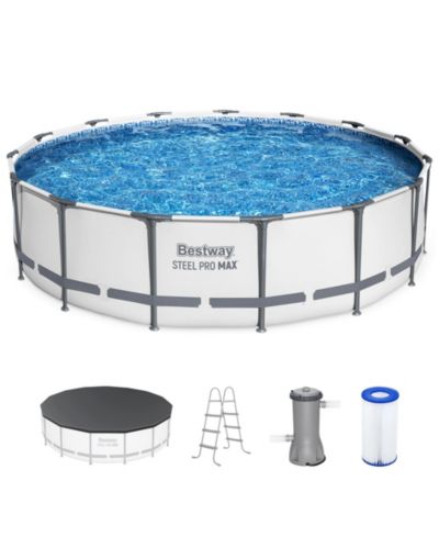 Bestway Steel Pro MAX круглый уличный бассейн с насосом и покрывалом
