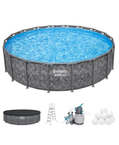 Bestway APX 365 18'x52" Round Above Ground Swimming Pool Set with Pump and Ladder