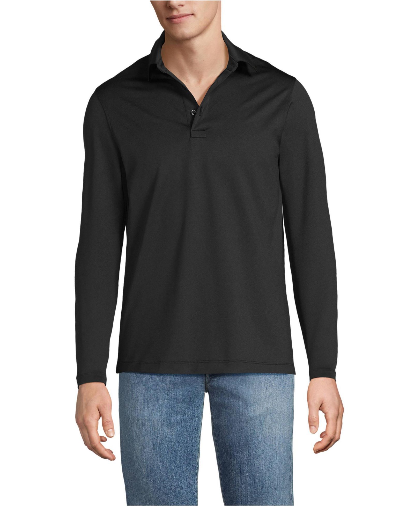 Lands' End Men's Rapid Dry Long Sleeve Modern Fit Polo
