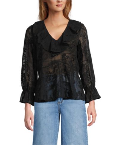 Женская блузка Lands' End Ruffle Chiffon V Neck