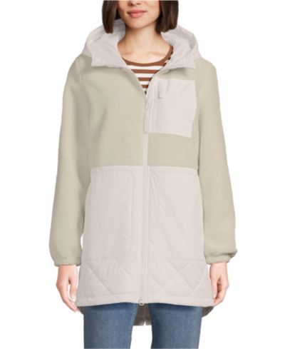 Женская парка Lands' End High Pile Fleece Quilted Mixed Media