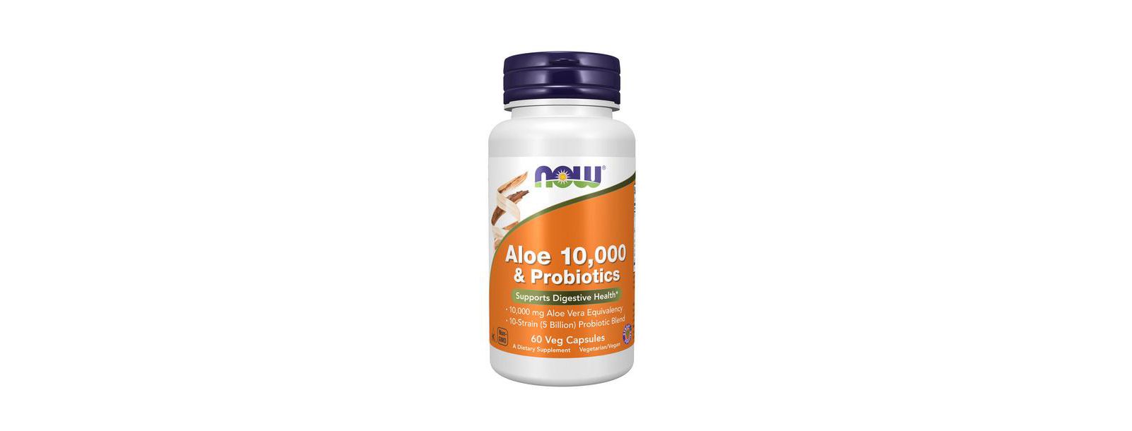 NOW Foods алоэ 10,000 и пробиотики, 60 вегетарианских капсул