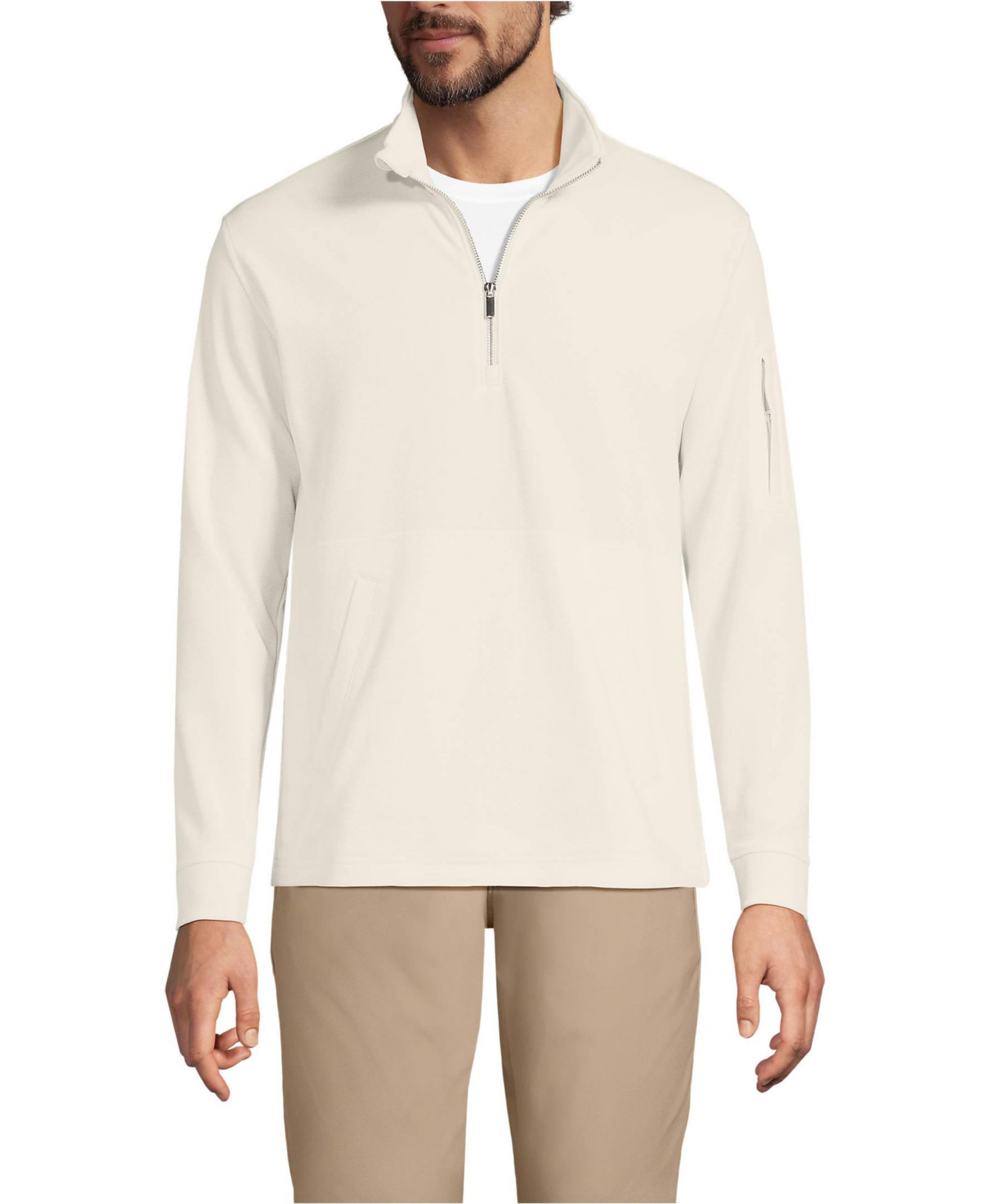 Lands' End Men's Long Sleeve Cooling Performance Pique Quarter Zip