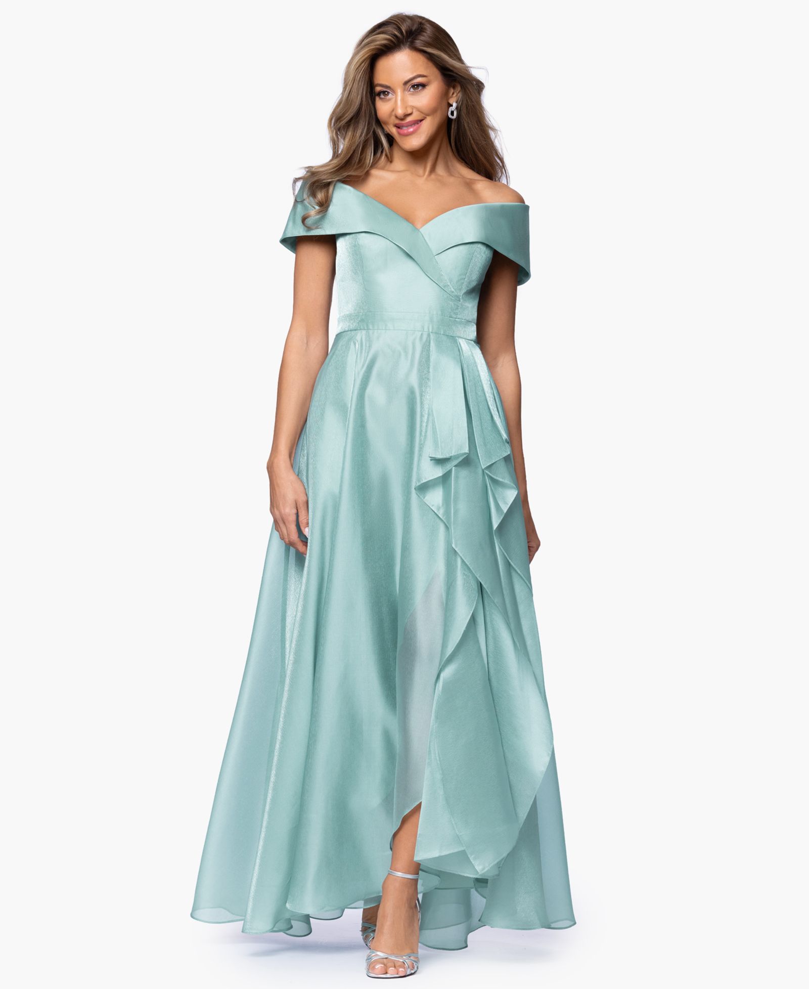 XSCAPE Женский Sweetheart Neck Off-The-Shoulder Ruffle Long Dress