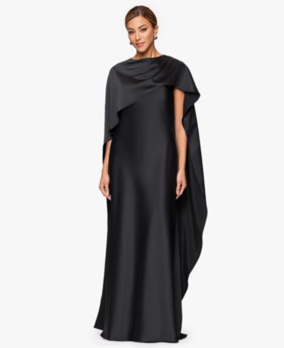 XSCAPE Женское Long Satin Boat Neck Dress
