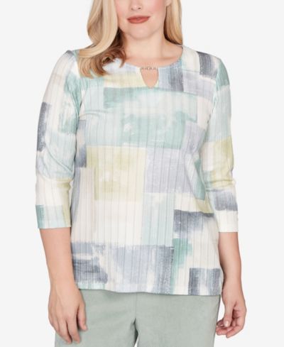 Женский трикотажный топ Alfred Dunner Petite Stockbridge Soft Colorblock Rib Texture Knit Top