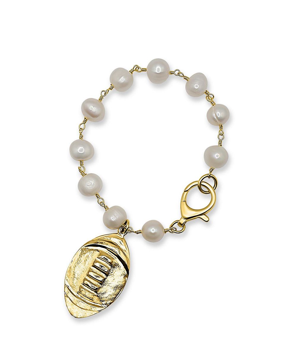 Браслет Freshwater Pearl с золотым кулоном Football