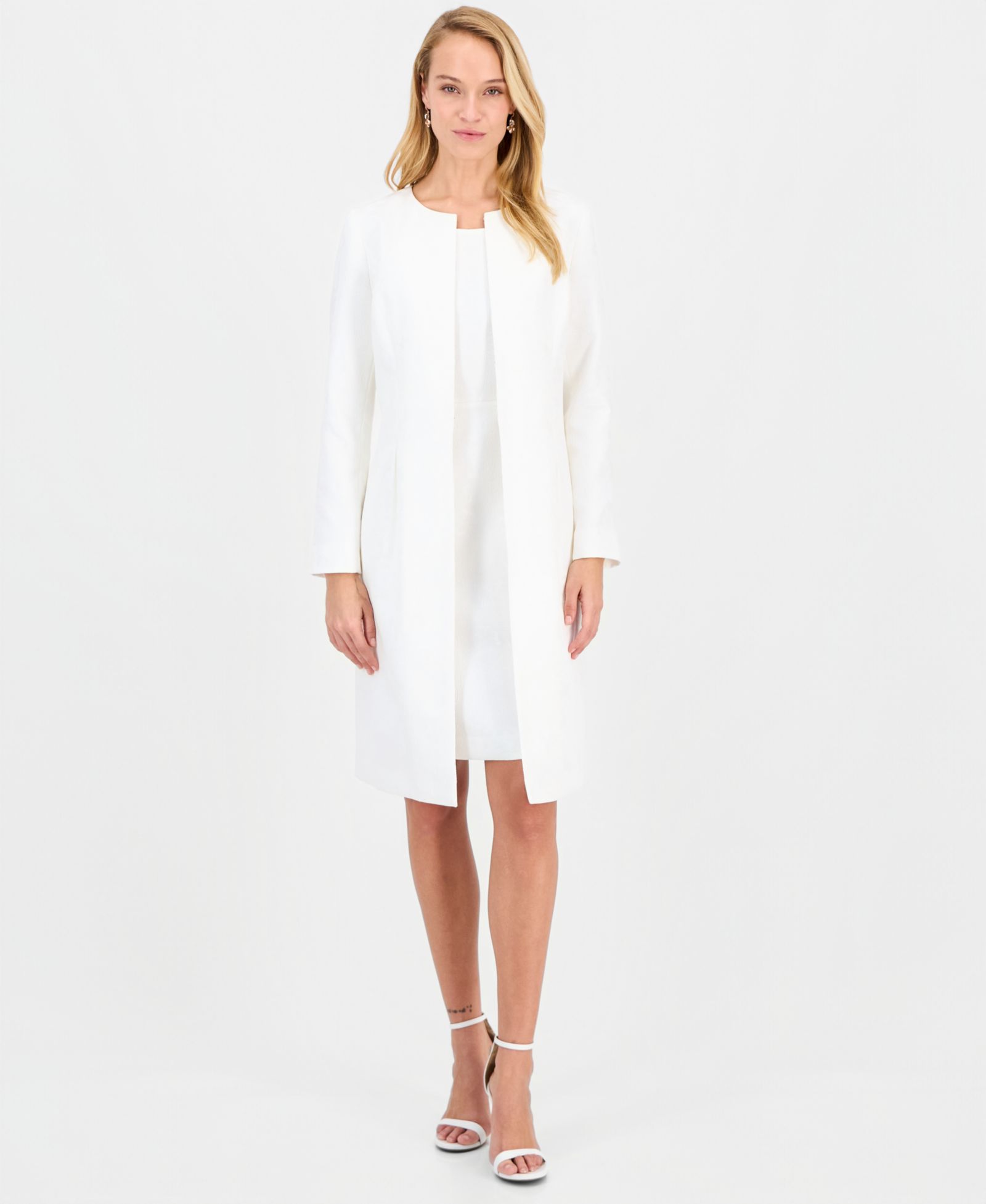 Le Suit Women's Jacquard Jacket & Round-Neck Sheath 2 Piece Dress Suit