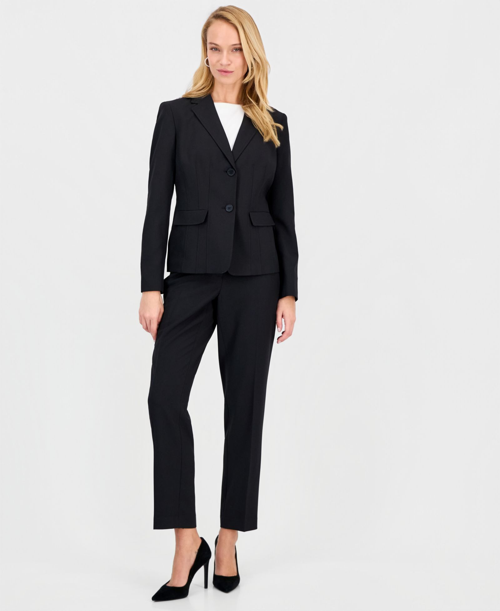 Le Suit Women's Notch-Lapel Mid-Rise 2 Piece Pantsuit