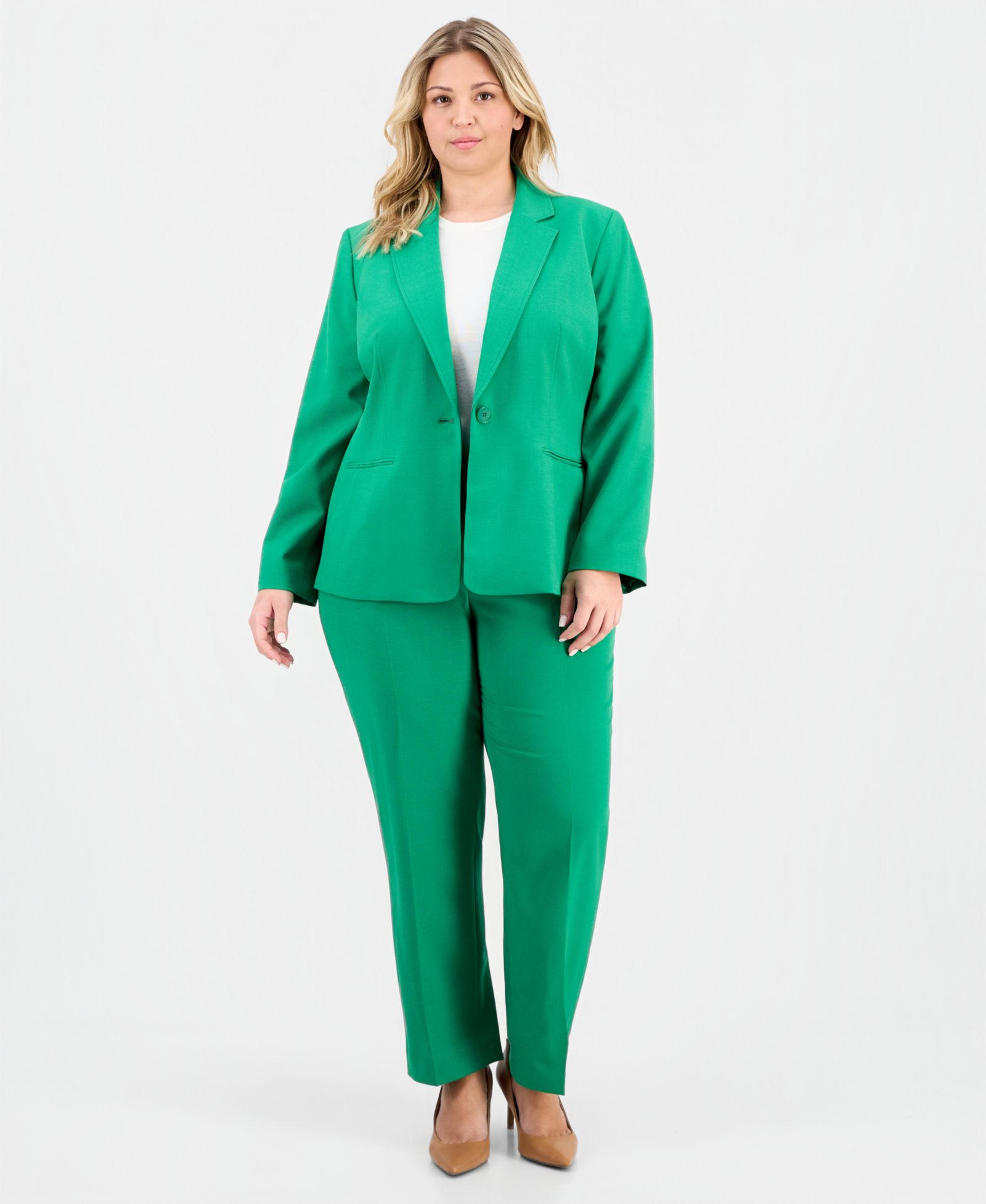 Женский брючный костюм Le Suit Plus Size Notch-Lapel Mid-Rise, 2 предмета