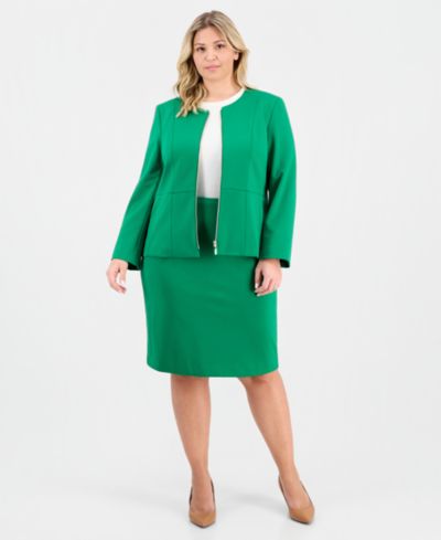 Костюм Le Suit Plus Size Zip-Front Ponte Jacket & Slim-Fit 2 Piece Skirt Suit