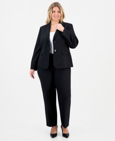 Le Suit Plus Size Notch-Lapel Mid-Rise 2 Piece Pantsuit