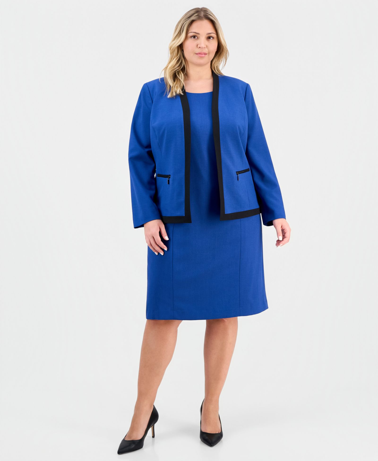 Костюм Le Suit Plus Size: жакет и платье из ткани Ponte