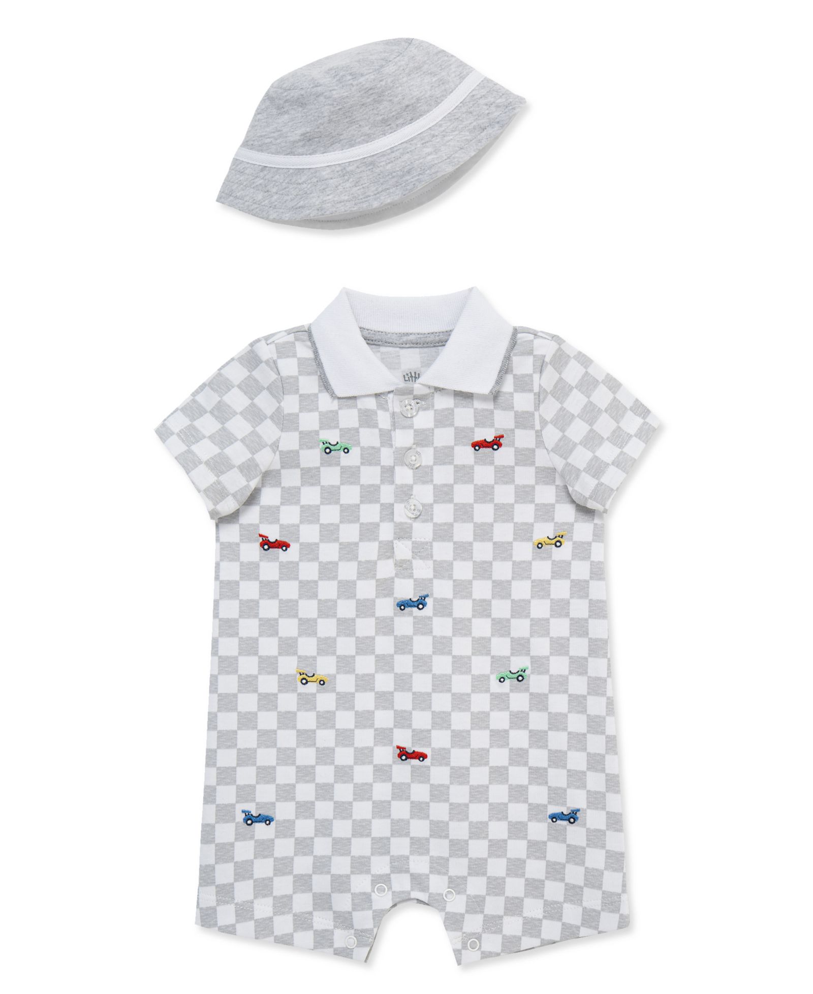 Little Me Baby Girls' Race Car Romper & Hat, 2-Piece Set