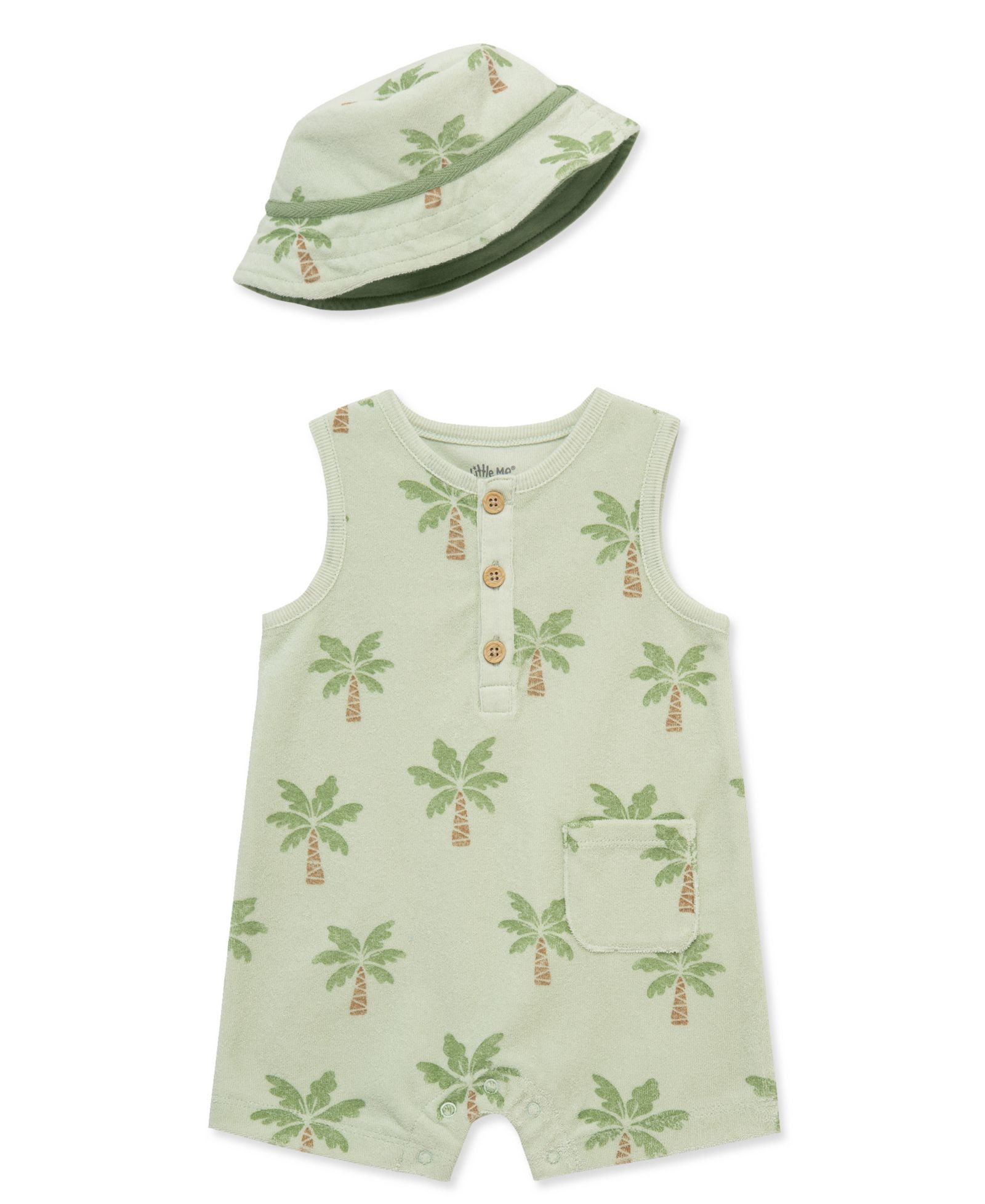 Little Me Baby Boys' Palms Romper with hat, 2-Piece Set