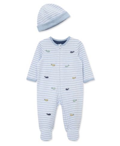 Little Me Baby Boys' Whale Print Footie with Hat