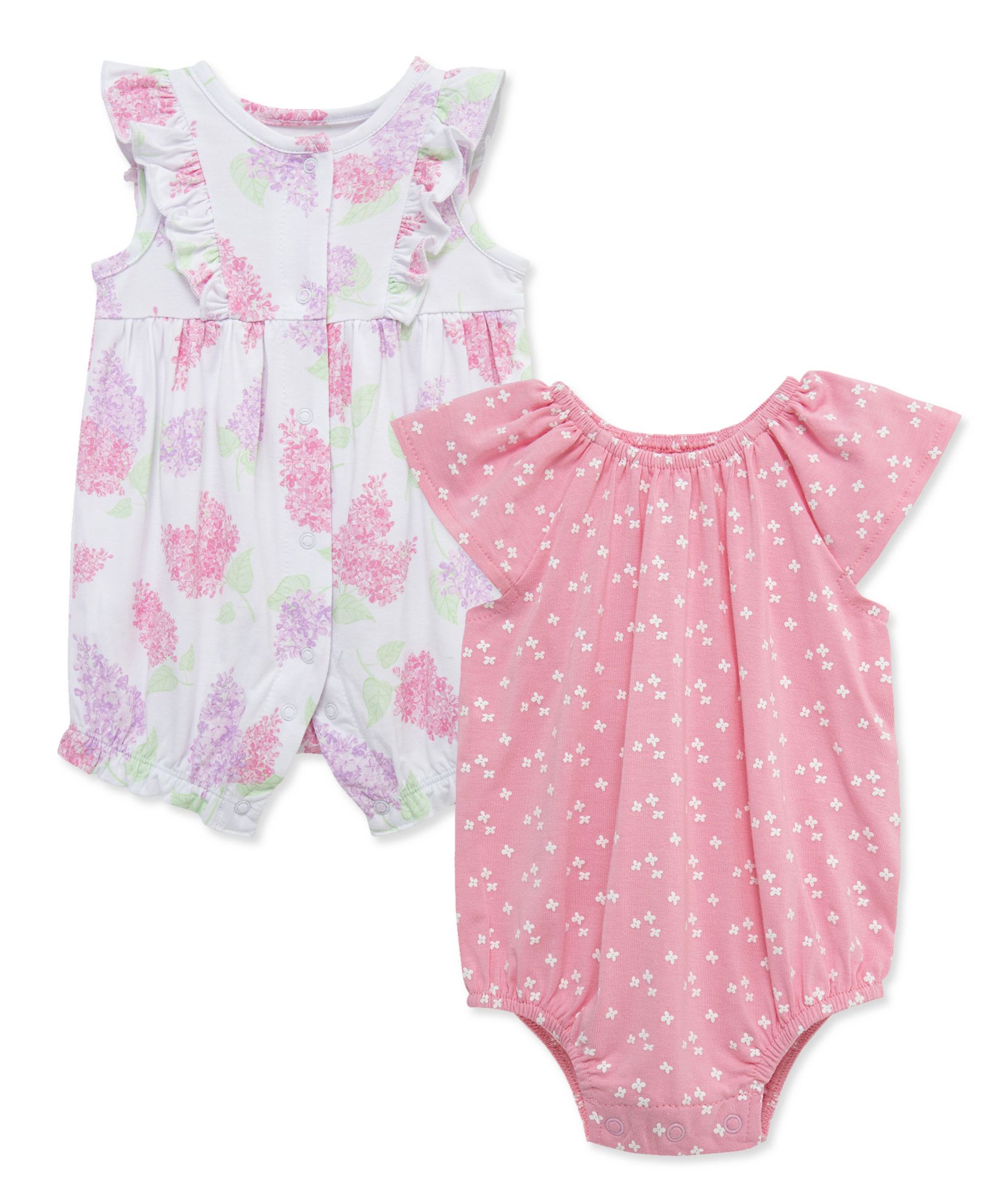 Little Me Baby Girls' Dainty Lilac Print Rompers, 2-Piece Set