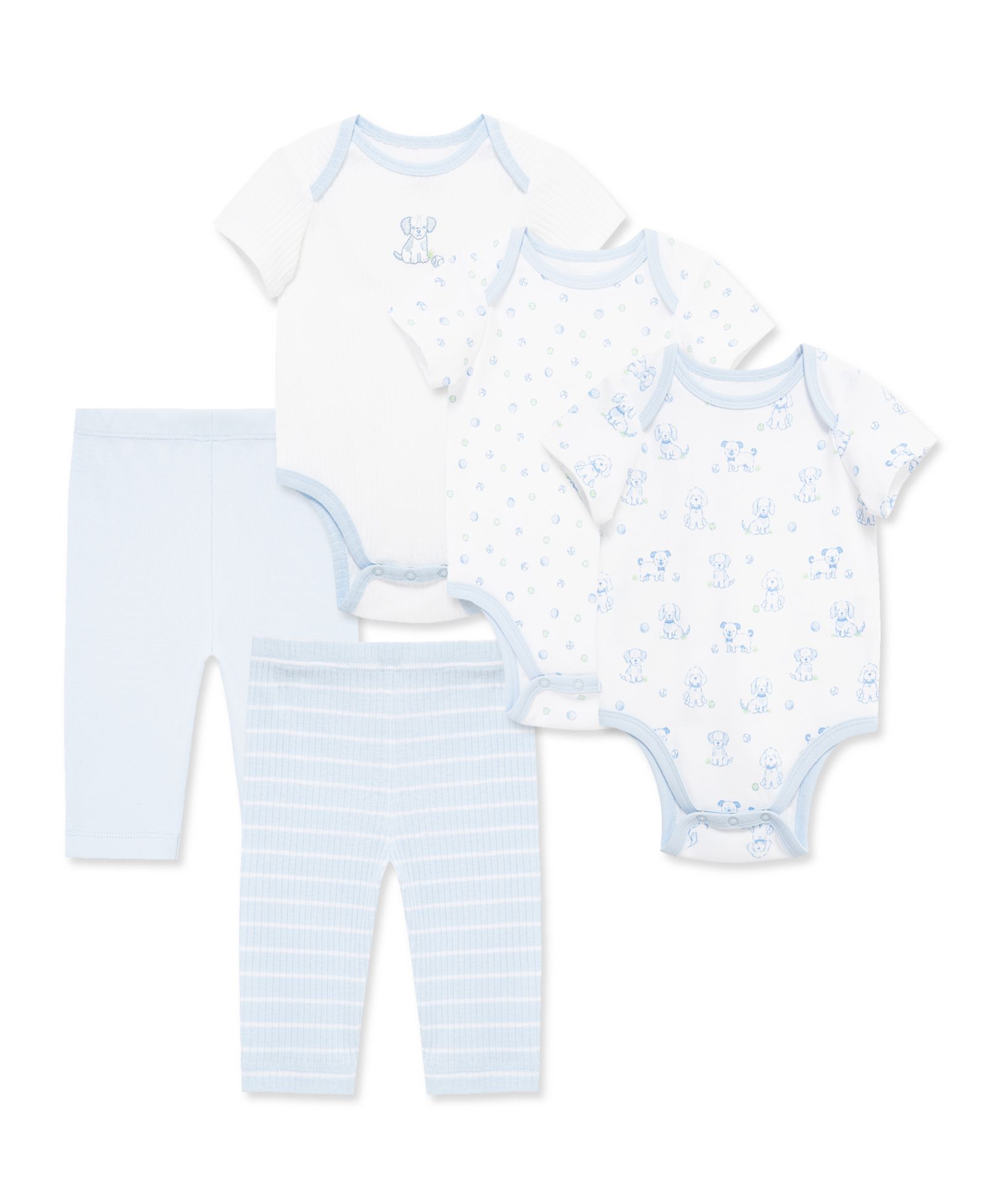 Детский набор Little Me Puppies Bodysuit and Pants, 5-Piece Set