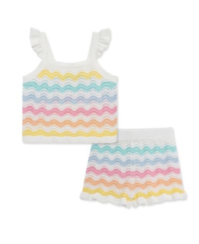 Детский комплект из топа и шорт Little Me Wavy Pointelle Knit