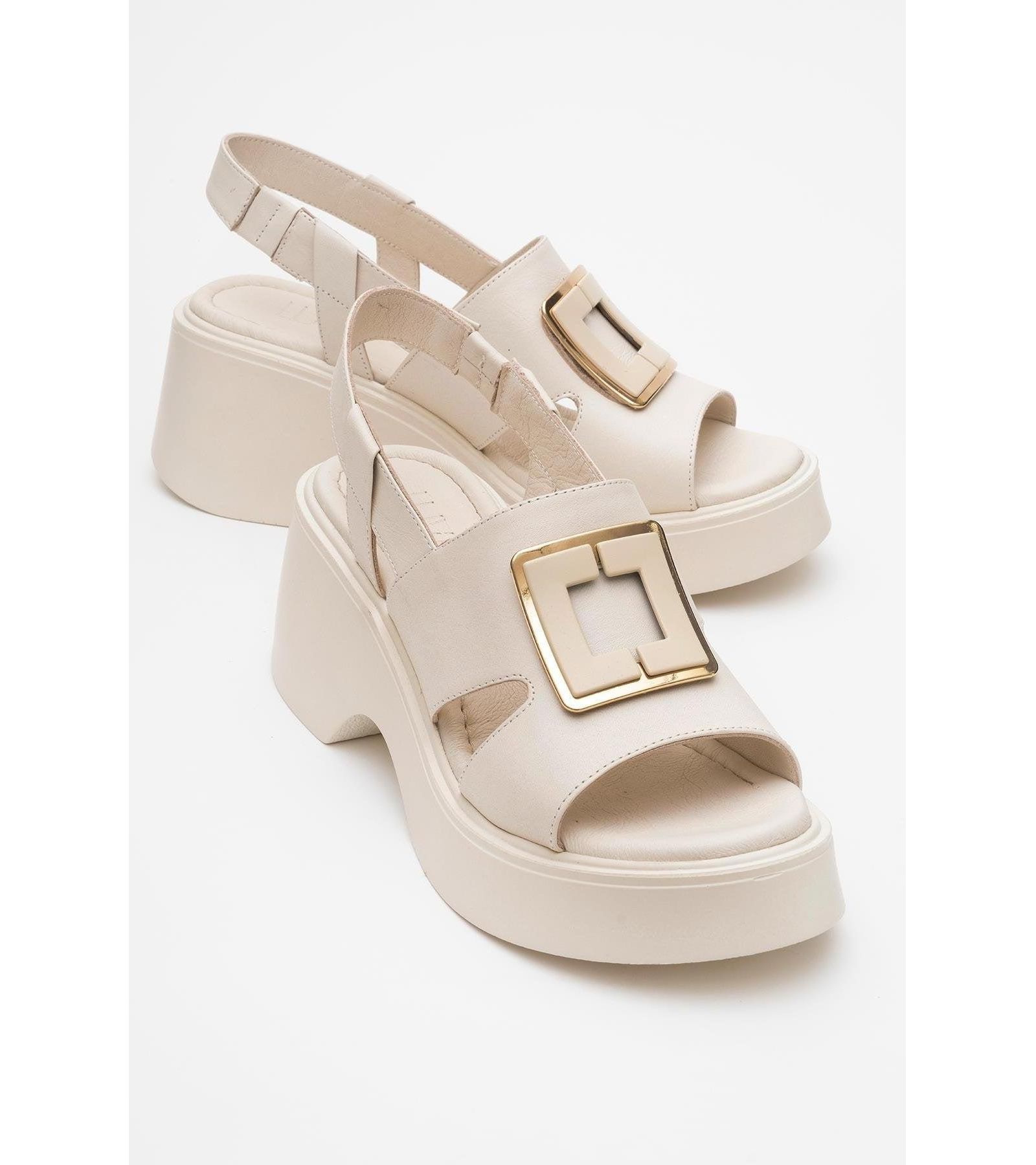 Forever & Always Shoes Lucia Leather Buckle Platform Sandal (Women)