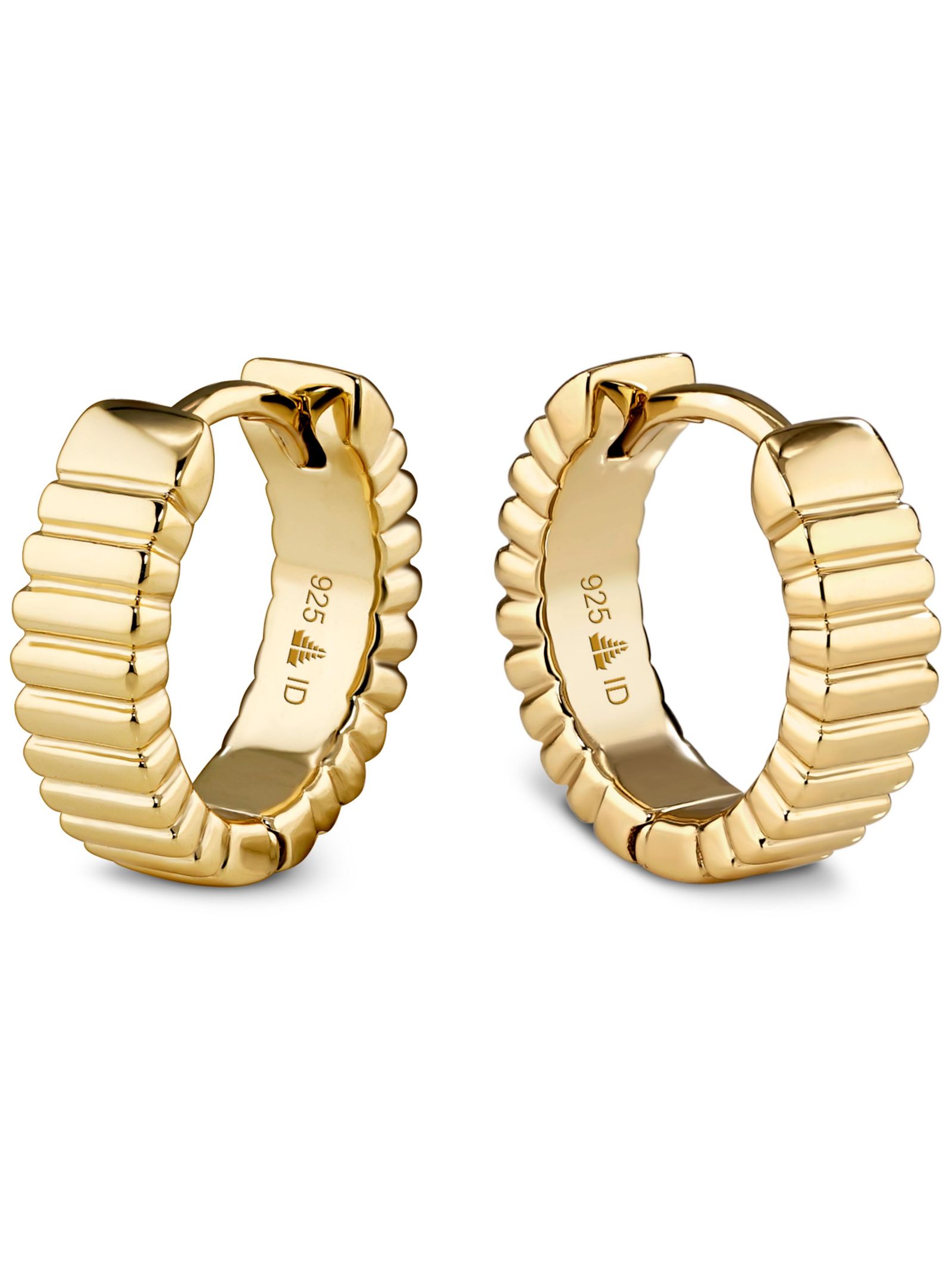 Devata Ribbed Hoop Earrings in Plated Sterling