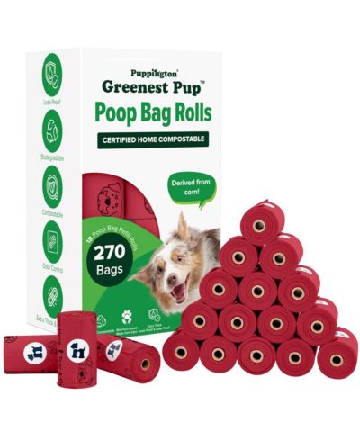 Биоразлагаемые пакеты для уборки за собаками Puppington 270 Bags, Ruby Red