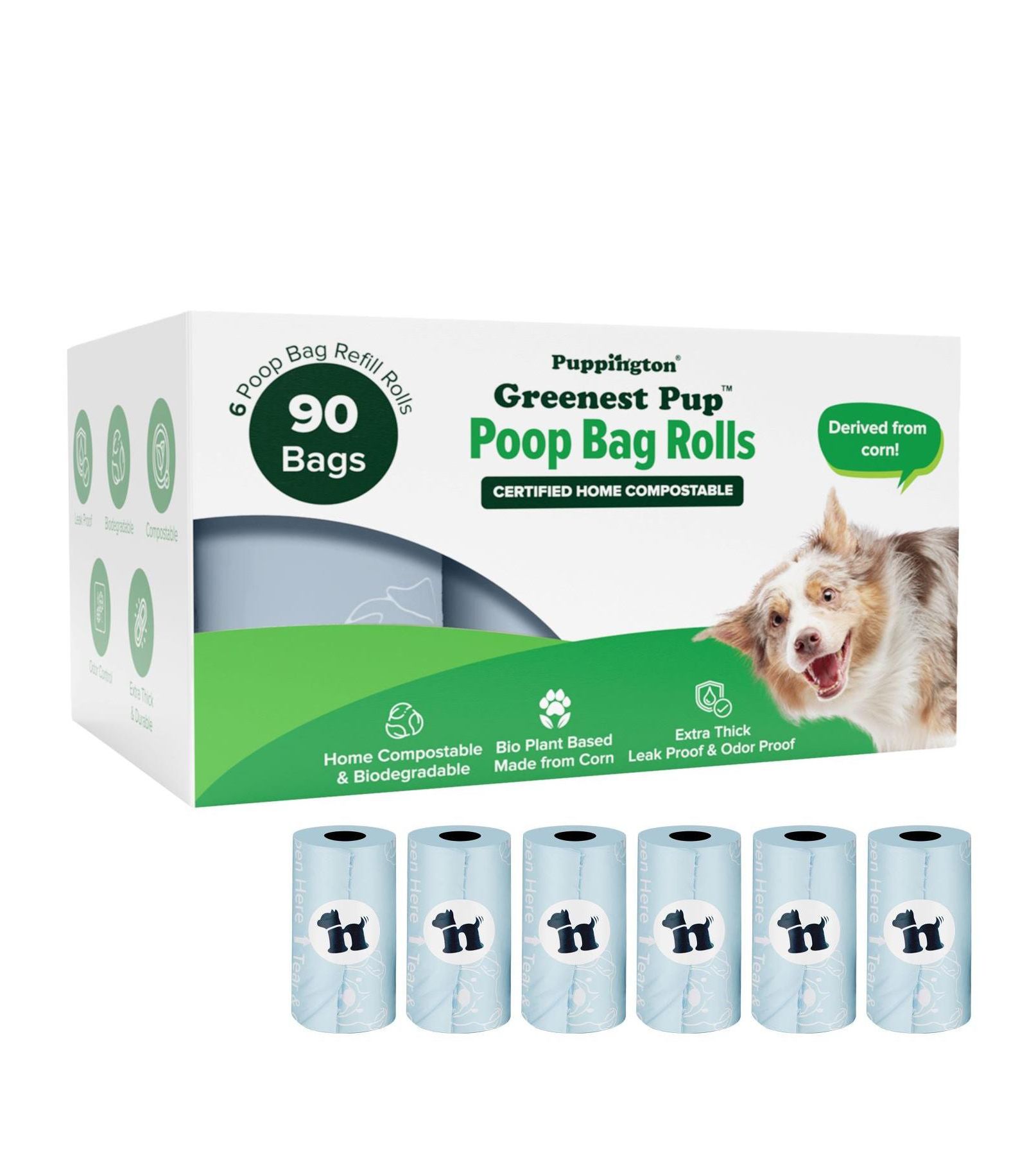 Биоразлагаемые пакеты для уборки за собаками Puppington 90 Bags Ice Blue