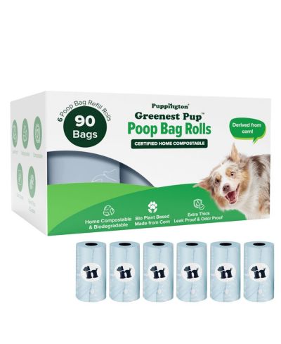 Compostable Dog Poop Bags, 90 Bags, Ice Blue
