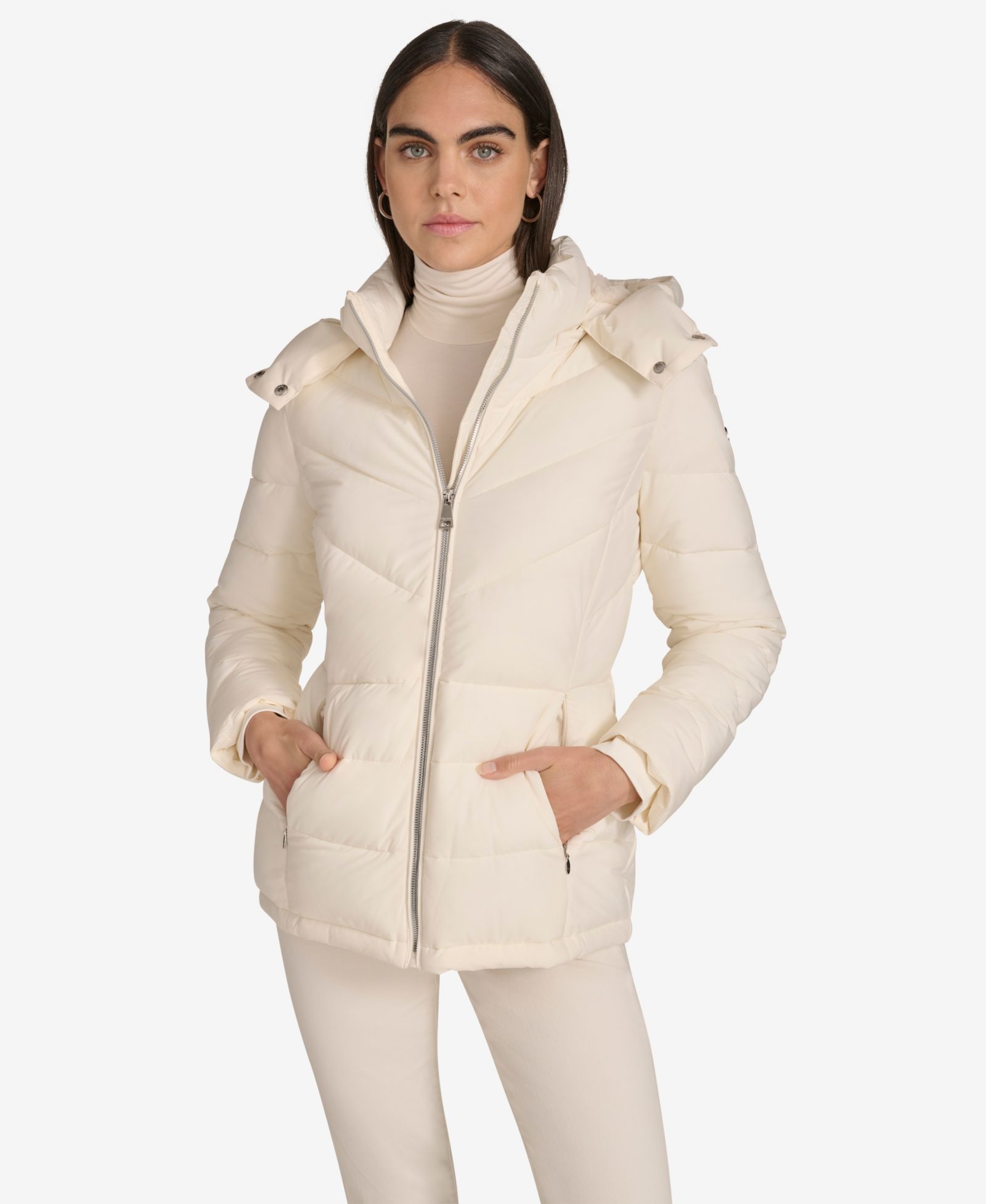 Укороченная куртка Calvin Klein Women's Short Zip Front Puffer Jacket