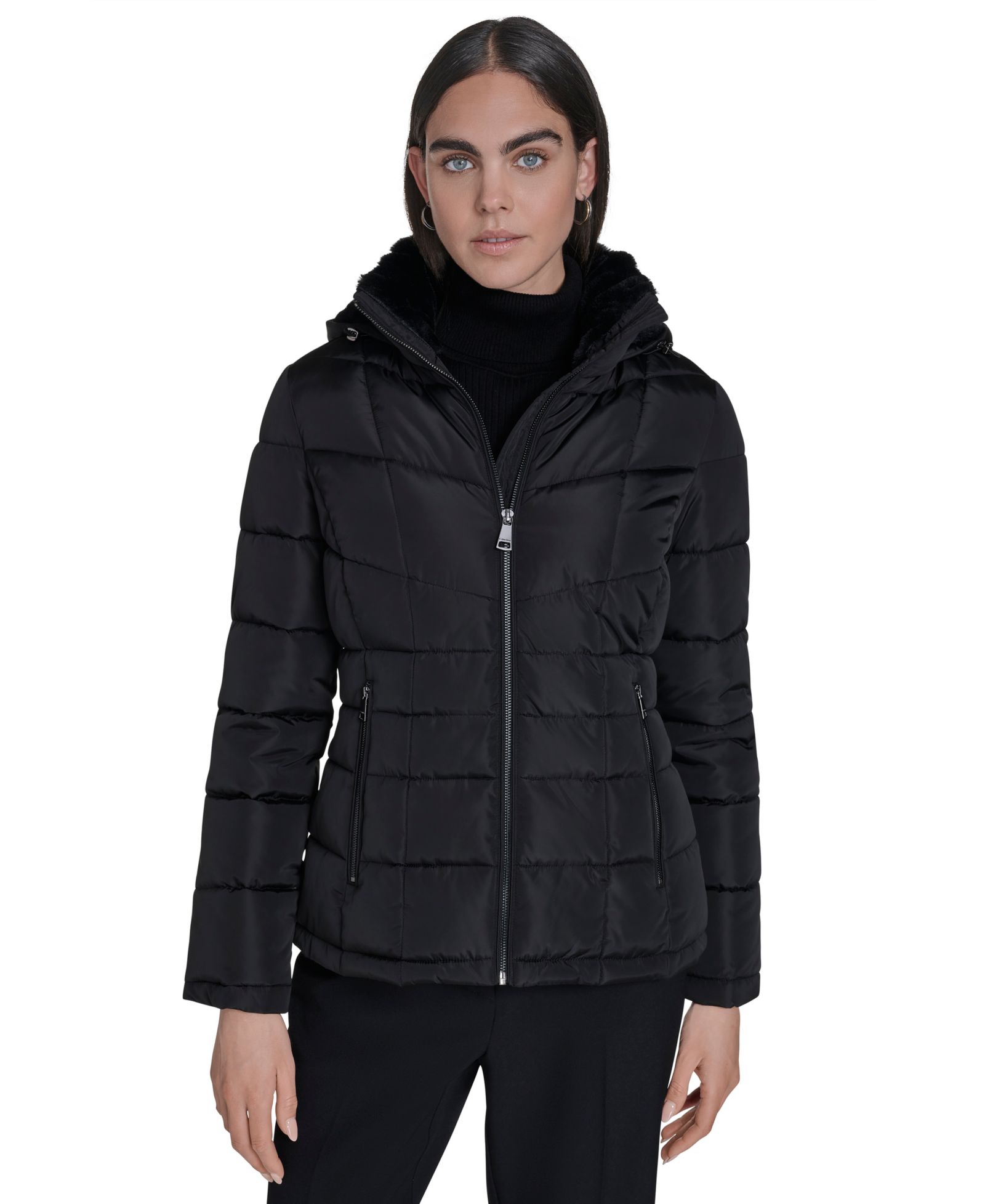 Calvin Klein Women's Stand Collar Lined Puffer Jacket