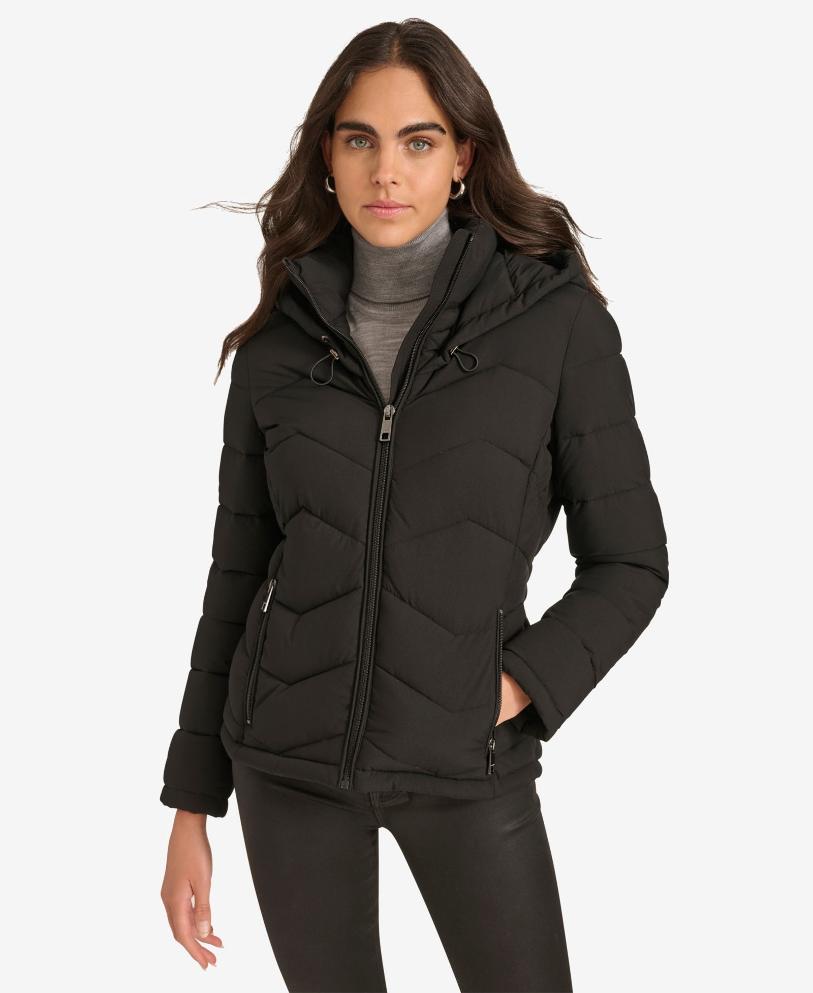 Calvin Klein Women's Short Zip-Up Hooded Puffer Coat