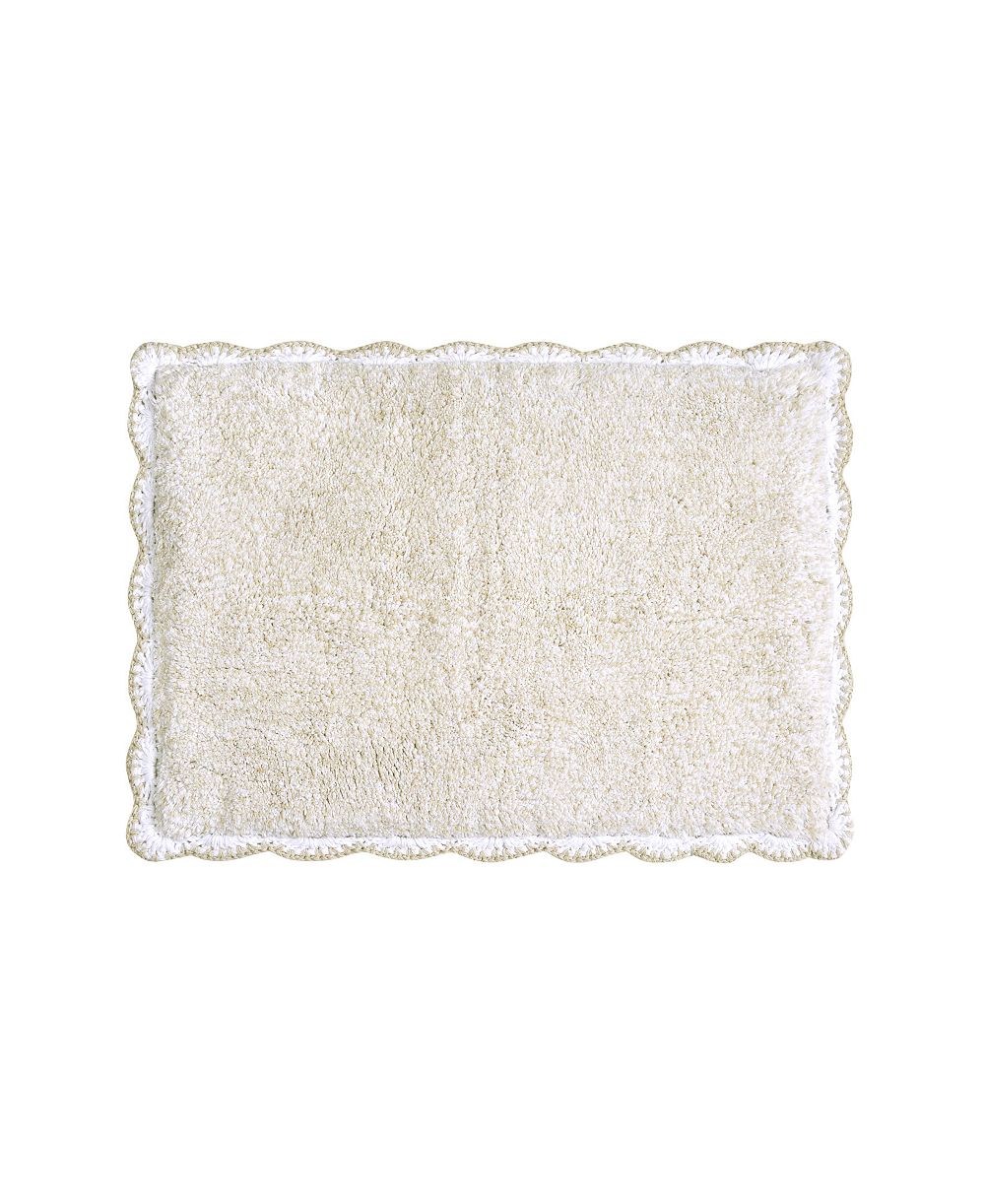 Laura Ashley Heathered Crochet Border Cotton Bath Rug, 17" x 24"
