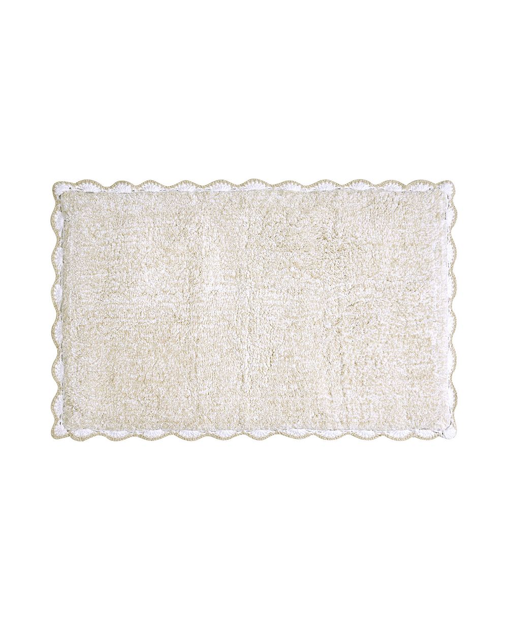 Laura Ashley Heathered Crochet Border Cotton Bath Rug, 20" x 32"