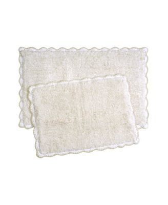 Laura Ashley Heathered Crochet Border Cotton Bath Rug Set