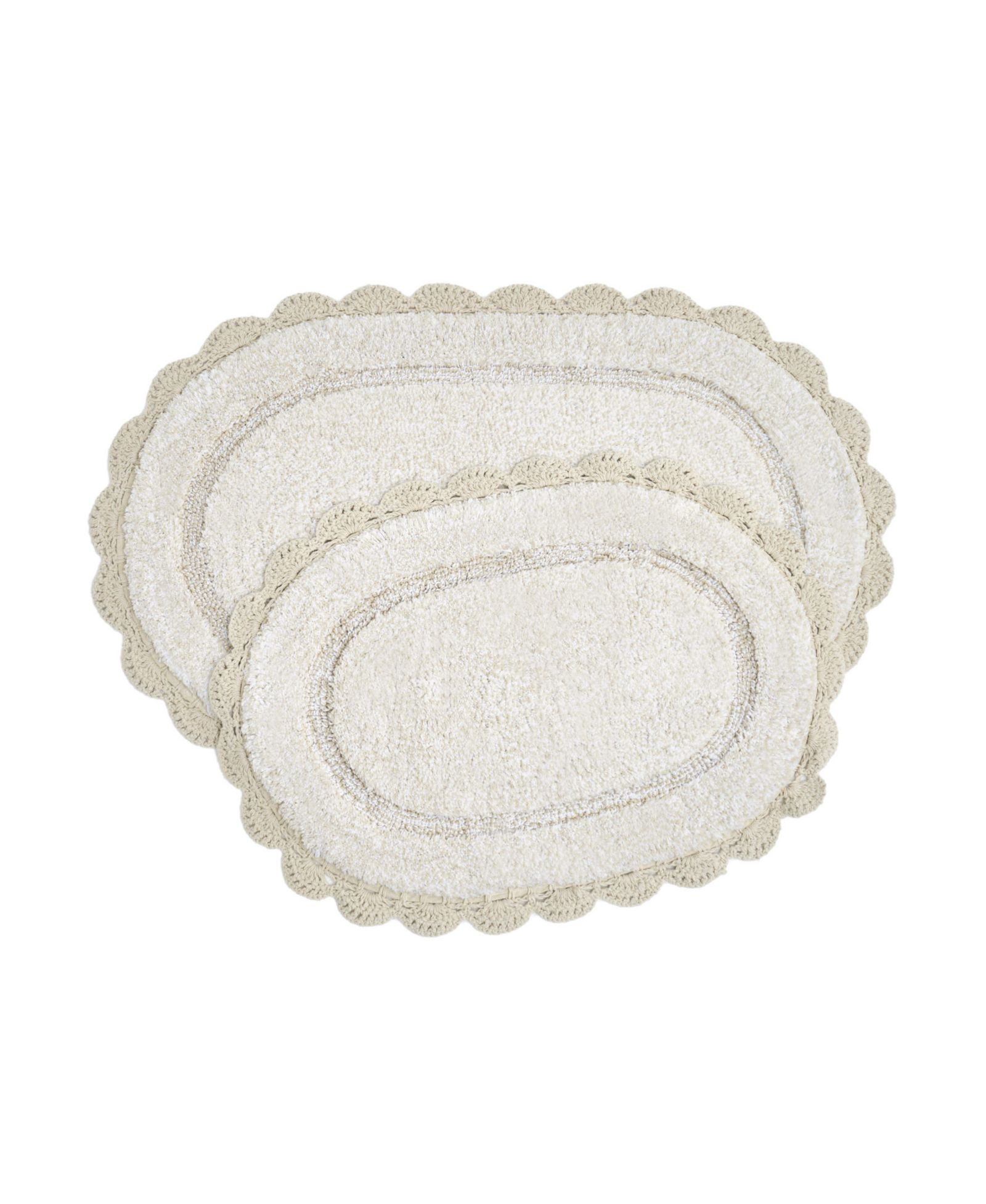Laura Ashley Crochet Cotton Bath 2 -Piece Rug Set