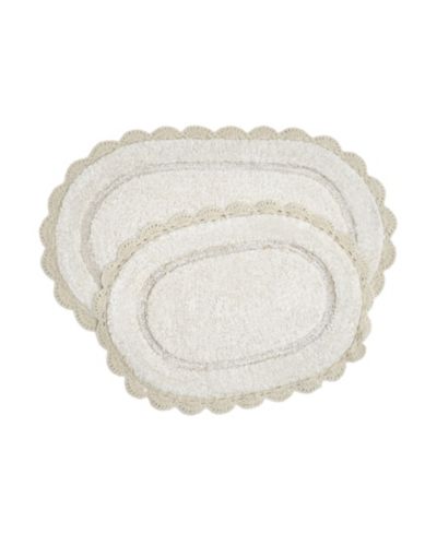 Laura Ashley Crochet Cotton Bath 2 -Piece Rug Set